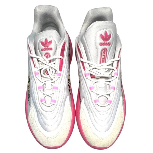 Adidas Ozelia Womens Sneakers Size 7 White Pink Leopard Ortholite Adiprene Run - Picture 1 of 8